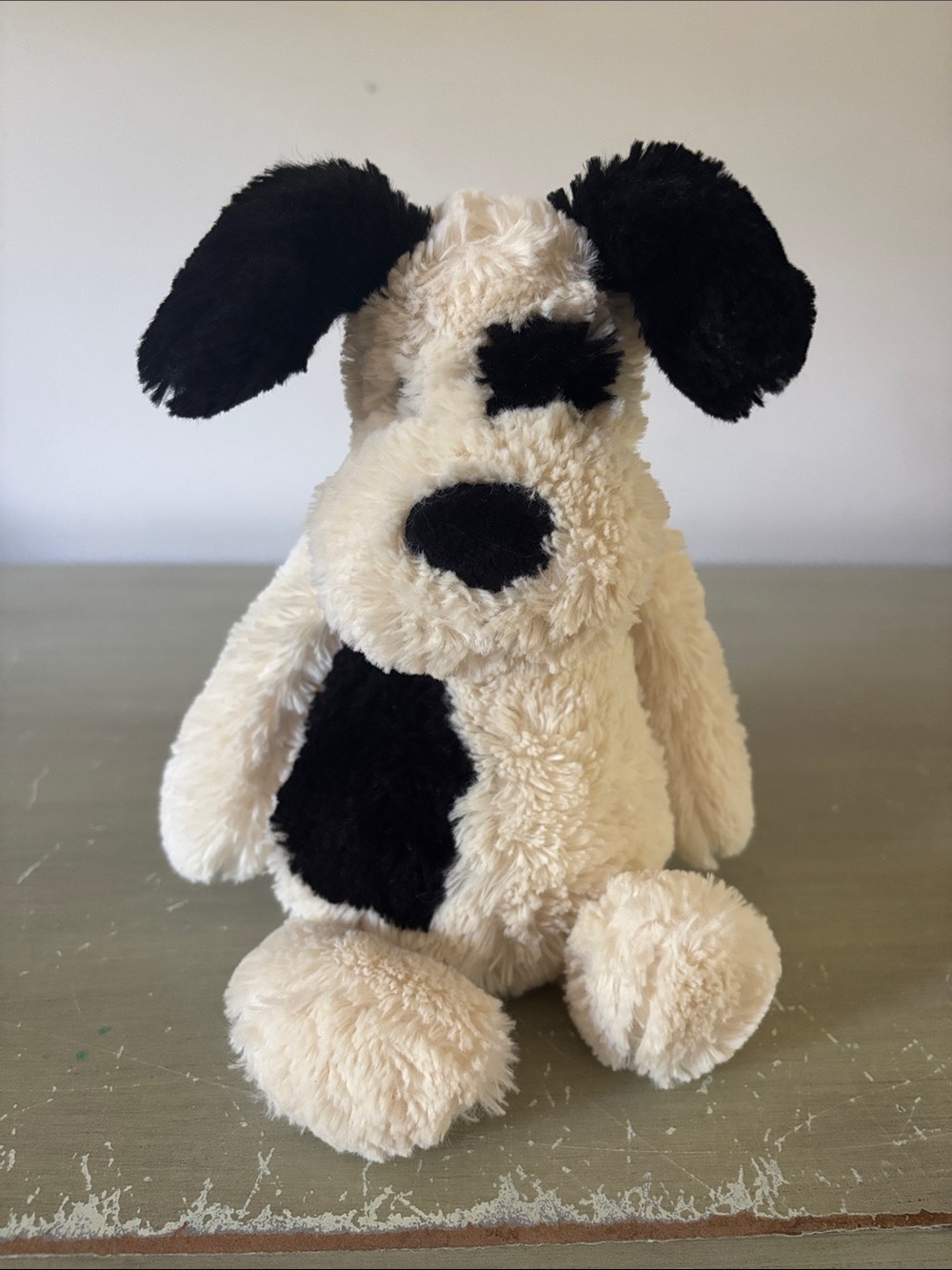 JellyCat Plush Dog Toy - Cream and Black Soft Sitter for Dogs